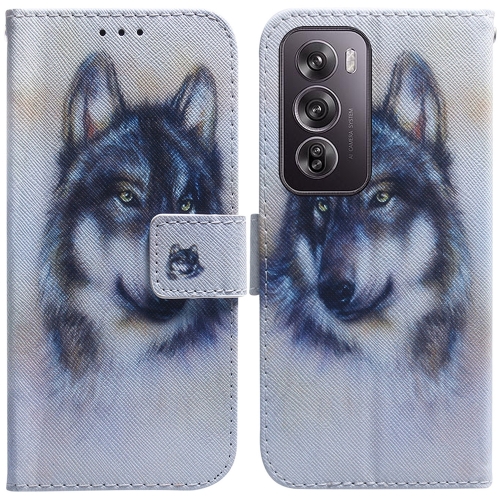 

For OPPO Reno12 Pro 5G Global Coloured Drawing Flip Leather Phone Case(White Wolf)