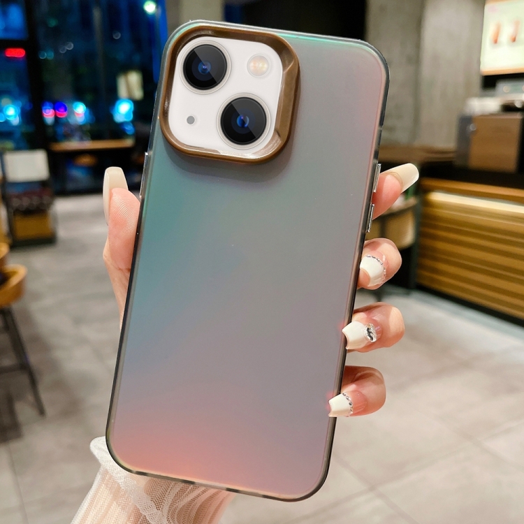 

For iPhone 14 Plus IMD Colorful Gradient PC + Acrylic Phone Case(Black)