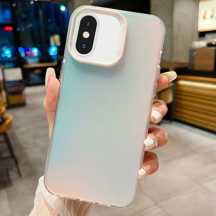 

For iPhone X / XS IMD Colorful Gradient PC + Acrylic Phone Case(Silver)