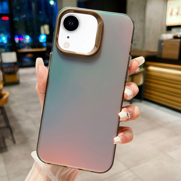 

For iPhone XR IMD Colorful Gradient PC + Acrylic Phone Case(Black)