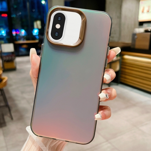 

For iPhone XS Max IMD Colorful Gradient PC + Acrylic Phone Case(Black)