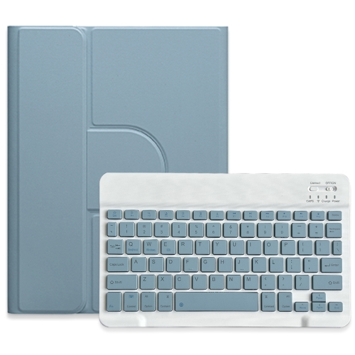 

For iPad 10th Gen 10.9 2022 Square Button 360 Degree Rotatable Bluetooth Keyboard Leather Case(Mist Blue)
