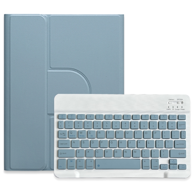 

For iPad 10.2 2021 / Air 2019 Square Button 360 Degree Rotatable Bluetooth Keyboard Leather Case(Mist Blue)
