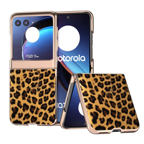 

For Motorola Razr 40 Ultra Nano Plating Leopard Print Phone Case(Brown)