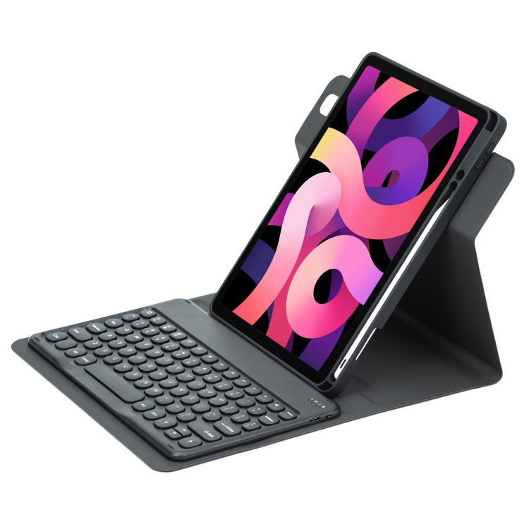 

For iPad Air 2022 / iPad Pro 11 2021 Round Button 360 Degree Rotatable Bluetooth Keyboard Leather Case(Black)