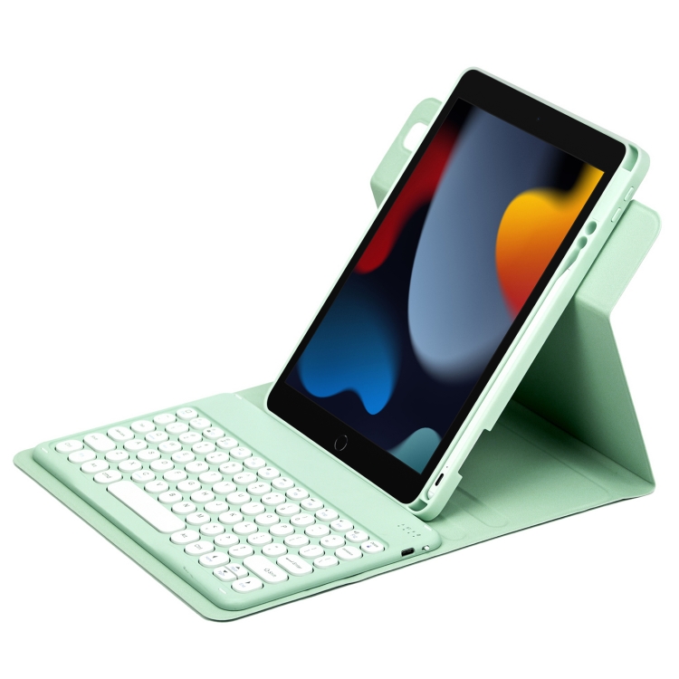 

For iPad 10.2 2021 / Air 2019 Round Button 360 Degree Rotatable Bluetooth Keyboard Leather Case(Mint Green)
