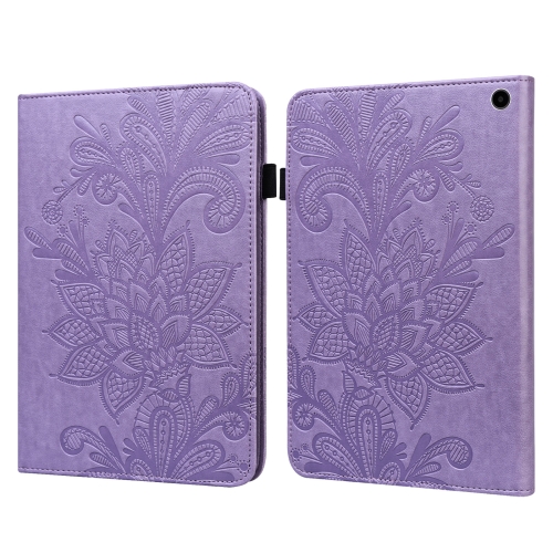 

For Amazon Fire Max 11 Lace Flower Embossing Pattern Leather Tablet Case(Purple)