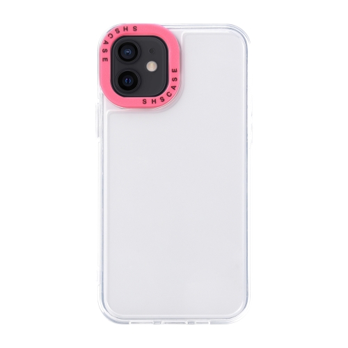 

For iPhone 11 Color Contrast Lens Frame Transparent TPU Phone Case(Transparent + Rose Red)