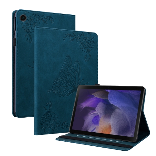 

For Samsung Galaxy Tab А9+ Butterfly Flower Embossed Leather Tablet Case(Blue)
