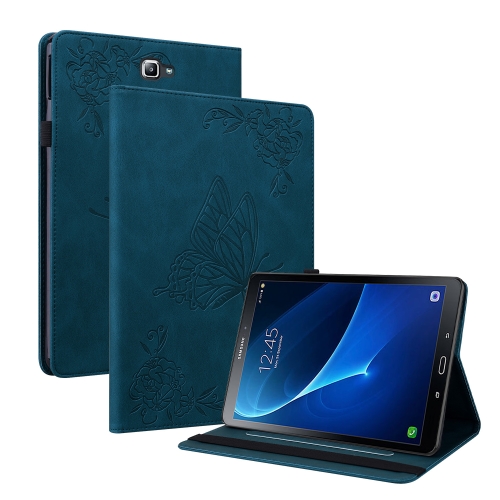 

For Samsung Galaxy Tab A 10.1 2016/T580/T585 Butterfly Flower Embossed Leather Tablet Case(Blue)