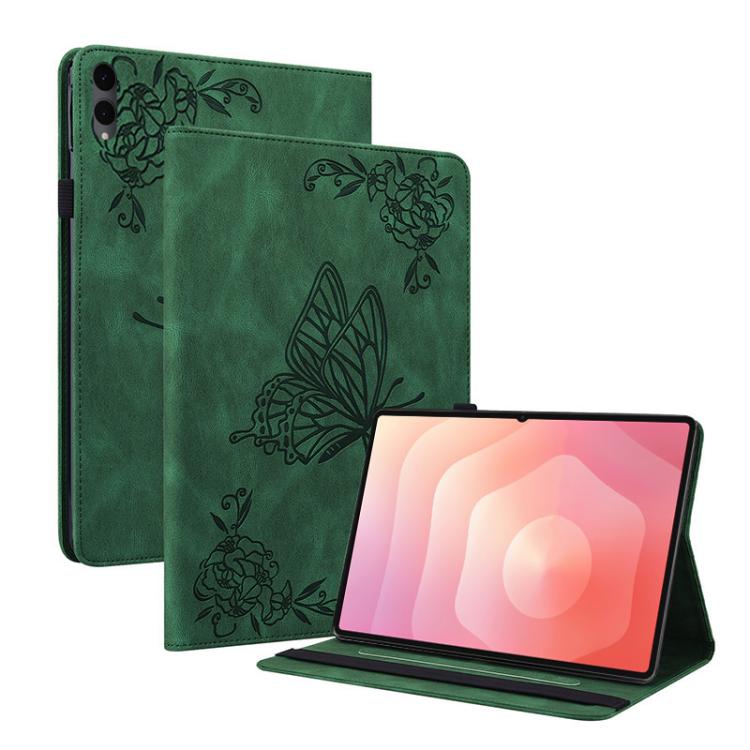 For Galaxy Tab S12+ Butterfly Flower Embossed Leather Tablet Case(Green)