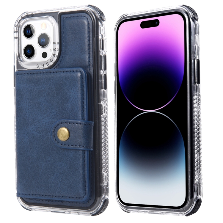 

For iPhone 14 Pro Wallet Card Bag PU Back Cover Phone Case(Blue)