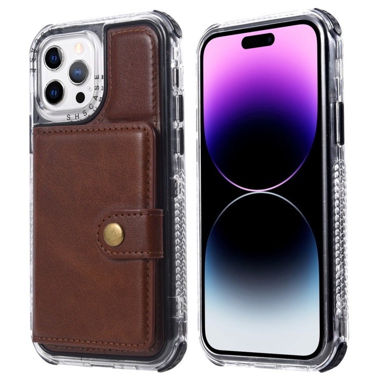 

For iPhone 14 Pro Max Wallet Card Bag PU Back Cover Phone Case(Brown)