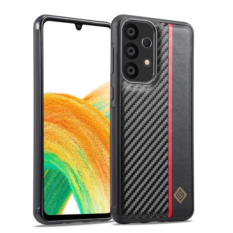 

For Samsung Galaxy A73 5G LC.IMEEKE 3 in 1 Carbon Fiber Texture Shockproof Phone Case(Black)