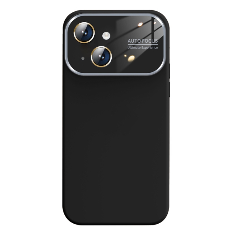 

For iPhone 14 Liquid Silicone Large Glass Window Phone Case(Black)