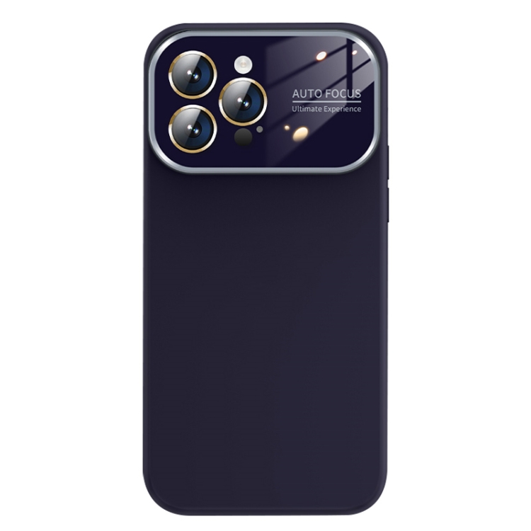 

For iPhone 13 Pro Max Liquid Silicone Large Glass Window Phone Case(Deep Purple)