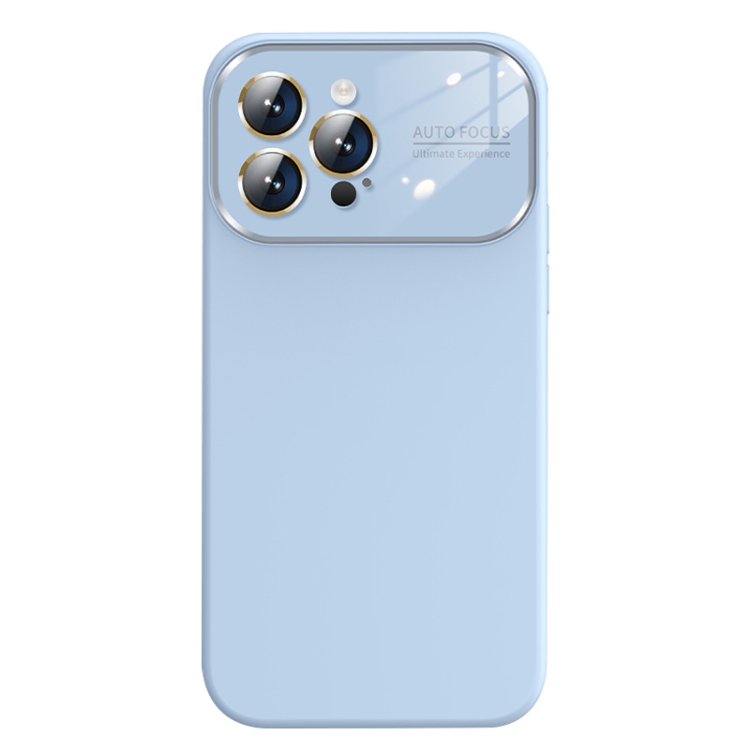 

For iPhone 13 Pro Liquid Silicone Large Glass Window Phone Case(Blue)