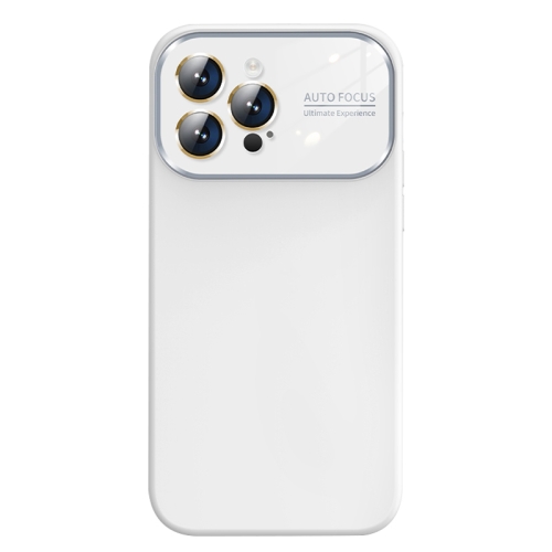 

For iPhone 13 Pro Liquid Silicone Large Glass Window Phone Case(White)