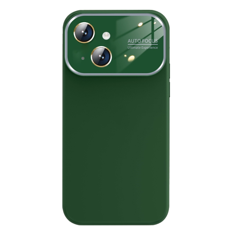 

For iPhone 13 Liquid Silicone Large Glass Window Phone Case(Deep Green)