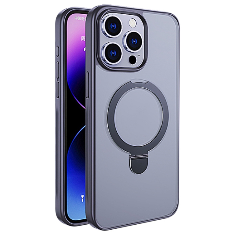 

For iPhone 14 Pro Max Multifunctional MagSafe Holder Phone Case(Grey)