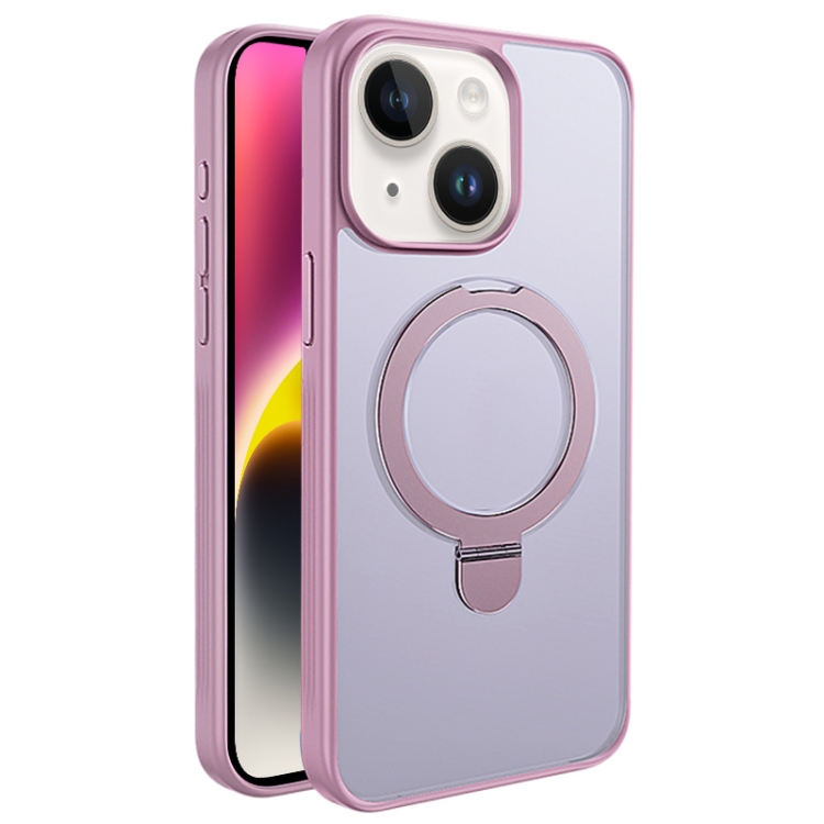 

For iPhone 14 Multifunctional MagSafe Holder Phone Case(Pink)