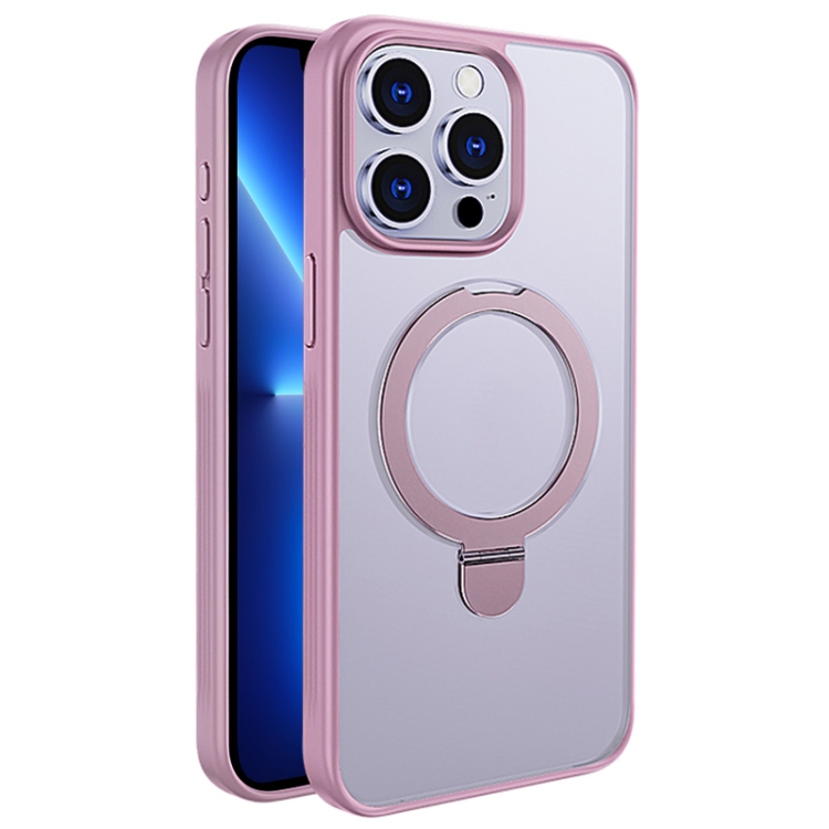 

For iPhone 13 Pro Multifunctional MagSafe Holder Phone Case(Pink)