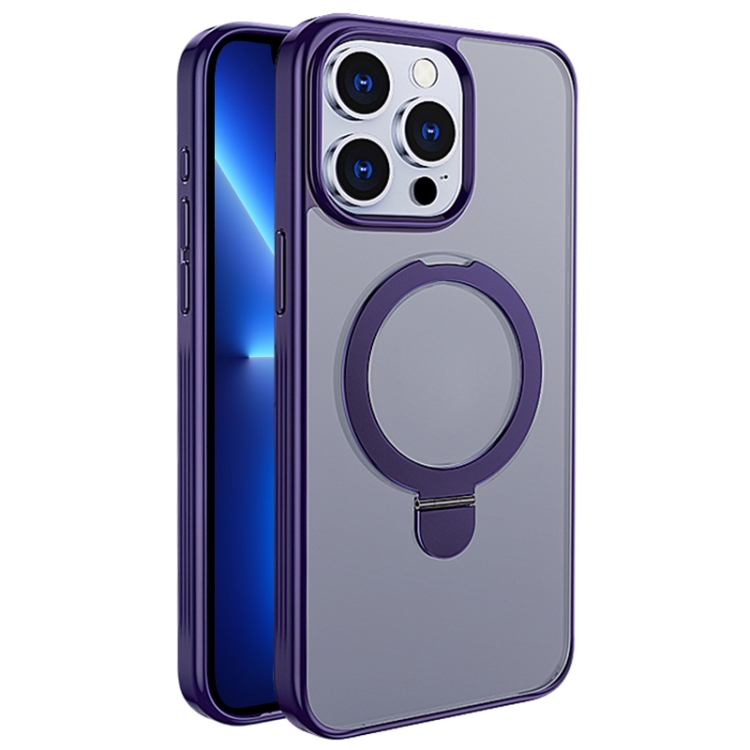 

For iPhone 13 Pro Multifunctional MagSafe Holder Phone Case(Purple)