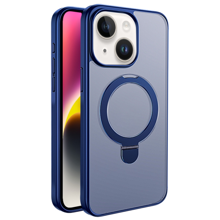 

For iPhone 13 Multifunctional MagSafe Holder Phone Case(Blue)