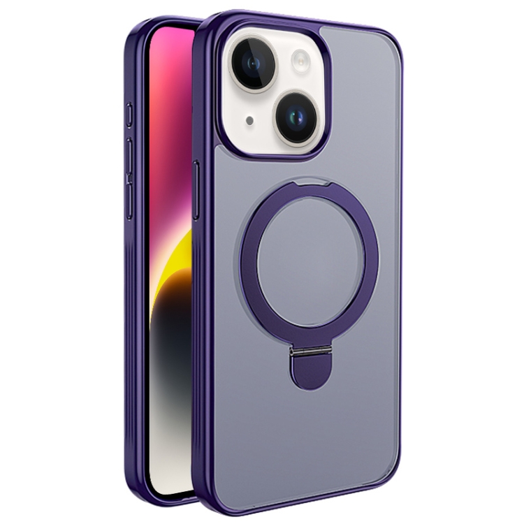 

For iPhone 13 Multifunctional MagSafe Holder Phone Case(Purple)