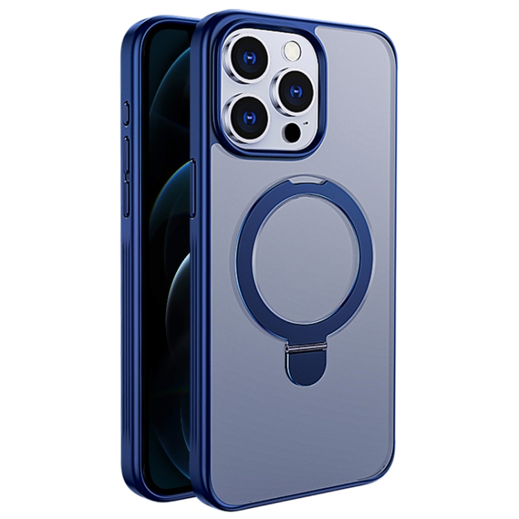 

For iPhone 12 Pro Multifunctional MagSafe Holder Phone Case(Blue)
