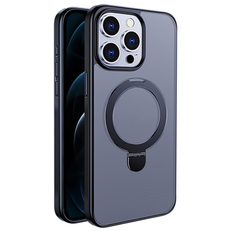 

For iPhone 12 Pro Multifunctional MagSafe Holder Phone Case(Black)