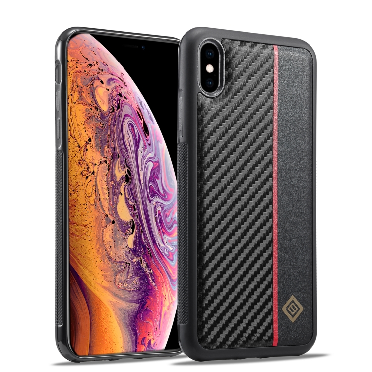 

For iPhone XS Max LC.IMEEKE 3 in 1 Carbon Fiber Texture Shockproof Phone Case(Black)
