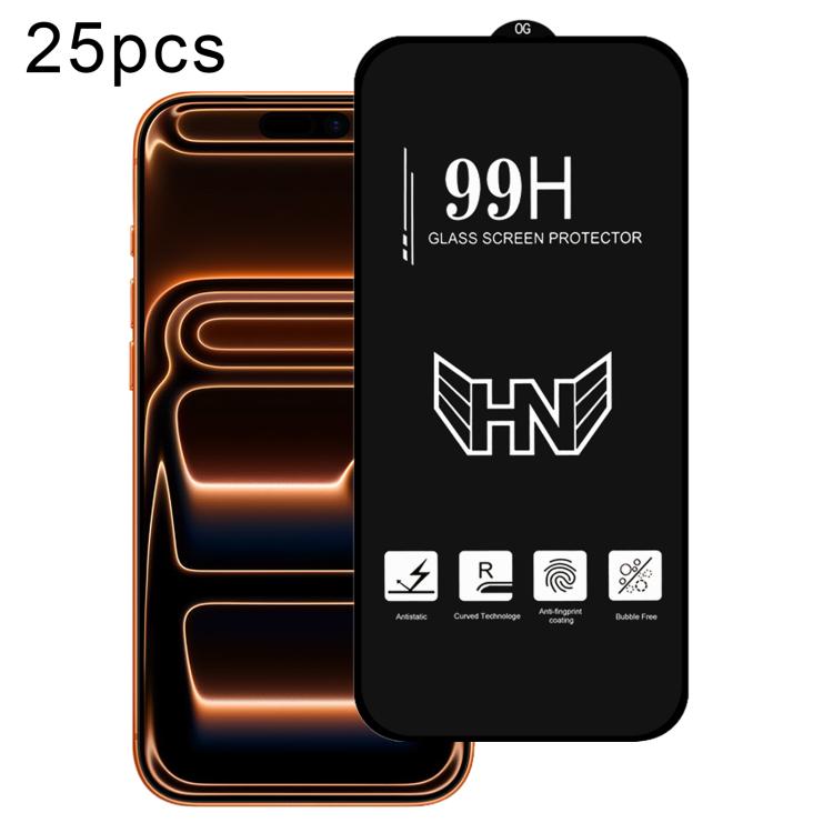 

For iPhone 17 Pro 25pcs High Aluminum Large Arc Full Screen Tempered Glass Film