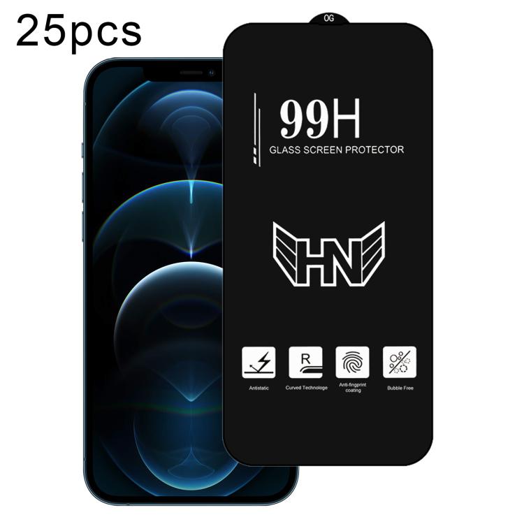 For iPhone 12 Pro Max 25pcs High Aluminum Large Arc Full Screen Tempered Glass Film