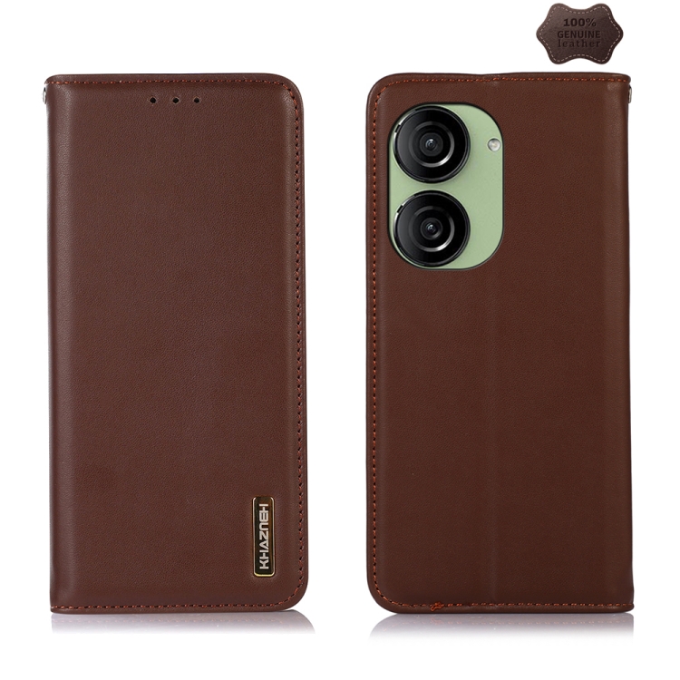 

For Asus ZenFone 10 / ZenFone 9 KHAZNEH Nappa Top Layer Cowhide Leather Phone Case(Brown)