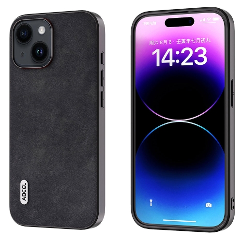 

For iPhone 15 Plus ABEEL Morocco Texture PU Phone Case(Black)