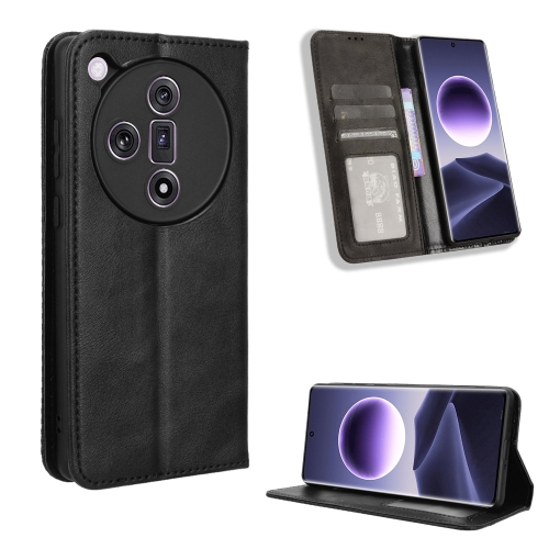 

For OPPO Find X7 5G Magnetic Buckle Retro Texture Leather Phone Case(Black)