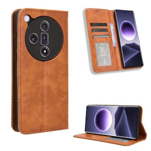 

For OPPO Find X7 5G Magnetic Buckle Retro Texture Leather Phone Case(Brown)