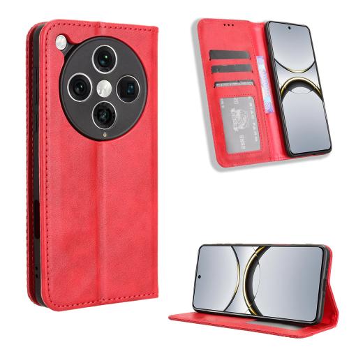 

For OPPO Find X8 Pro Magnetic Buckle Retro Texture Leather Phone Case(Red)