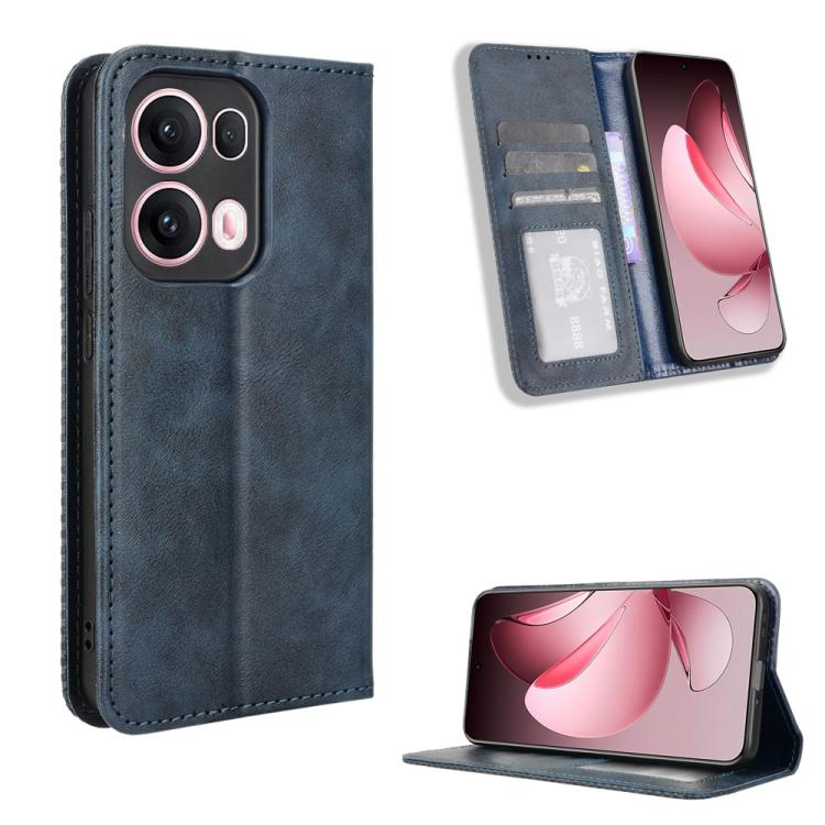 

For OPPO Reno13 Pro 5G Global Magnetic Buckle Retro Texture Leather Phone Case(Blue)