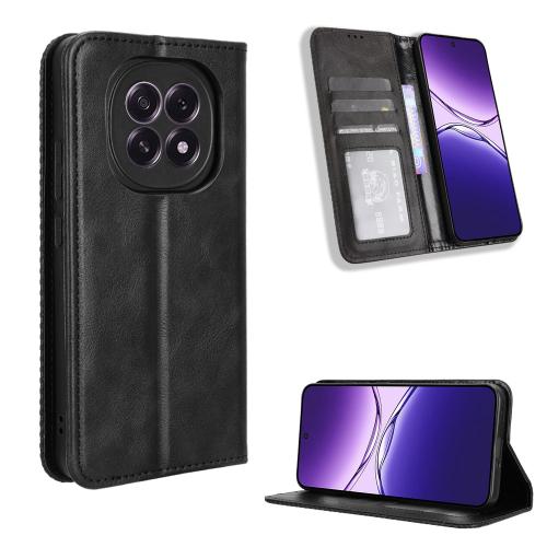 

For OPPO F29 5G Global Magnetic Buckle Retro Texture Leather Phone Case(Black)