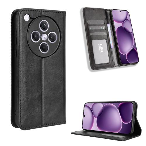 

For OPPO Find X8s+ 5G Magnetic Buckle Retro Texture Leather Phone Case(Black)