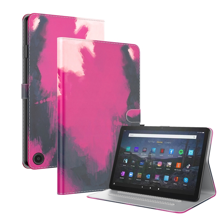 

For Amazon Fire Max 11 Watercolor Pattern Flip Leather Tablet Case(Berry Color)