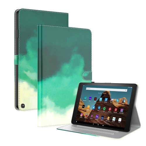 

For Amazon Fire HD 10 2023 Watercolor Pattern Flip Leather Tablet Case(Cyan Green)