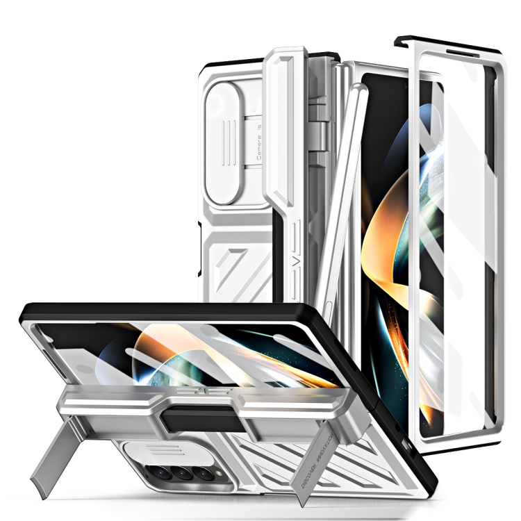 

For Samsung Galaxy Z Fold4 TPU + PC Integrated All-inclusive Shockproof Phone Case with Pen(Silver)