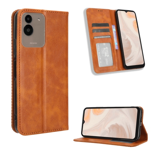 

For Aiwa Phone B-2 JA3-SMP0602 Magnetic Buckle Retro Texture Leather Phone Case(Brown)