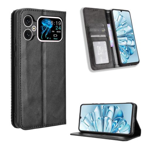 

For Cubot A20 Magnetic Buckle Retro Texture Leather Phone Case(Black)