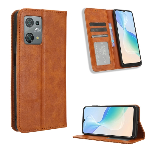 

For Blackview Oscal C30 / C30 Pro Magnetic Buckle Retro Texture Leather Phone Case(Brown)