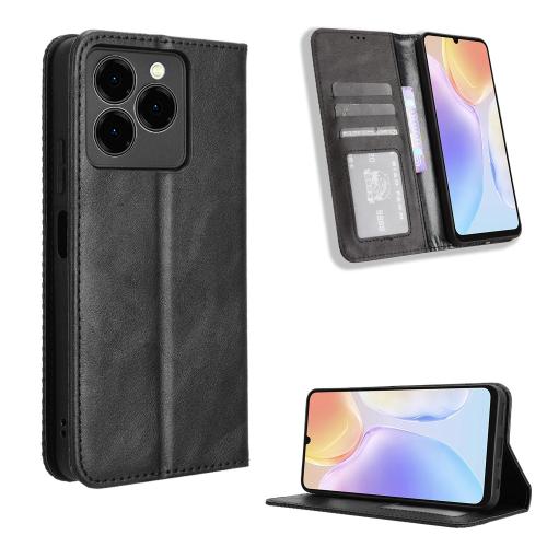 

For Ulefone Note 20 Pro Magnetic Buckle Retro Texture Leather Phone Case(Black)