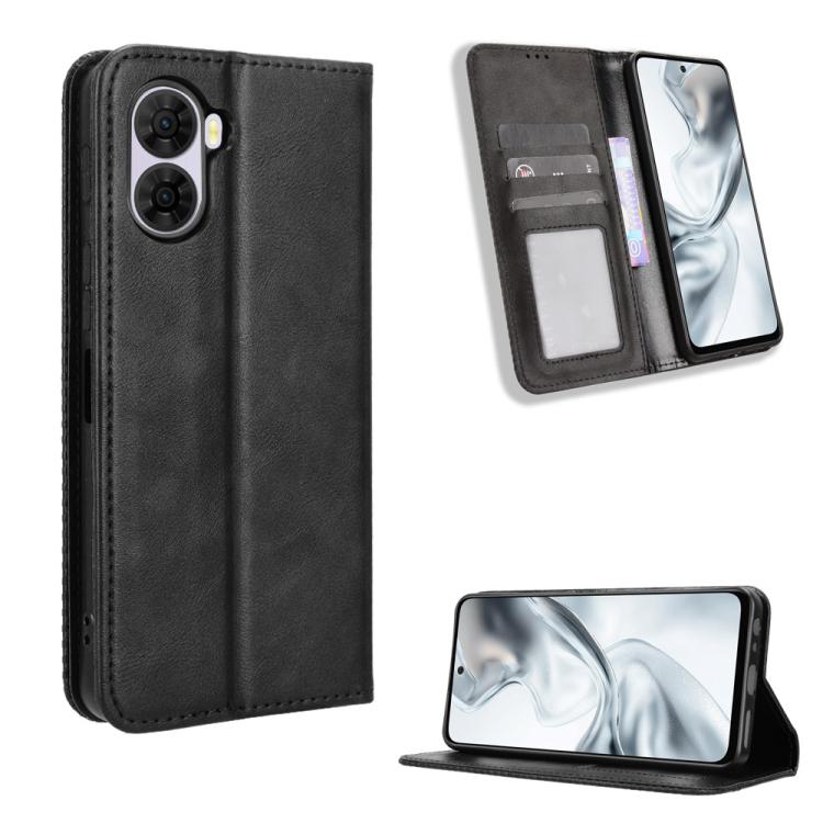 

For ZTE nubia S2 504ZT Magnetic Buckle Retro Texture Leather Phone Case(Black)